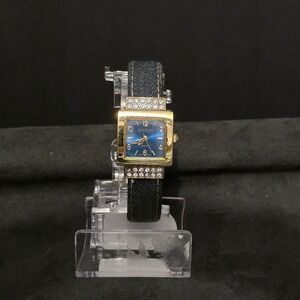 Joan Rivers Classics Watch Womens OS Blue Denim Gold Tone Crystal V377 Quartz